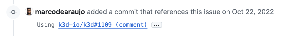 Screenshot of the GitHub issue showing the commit mention that inspired this work